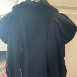 Express Ribbed mock neck with puff sleeves top